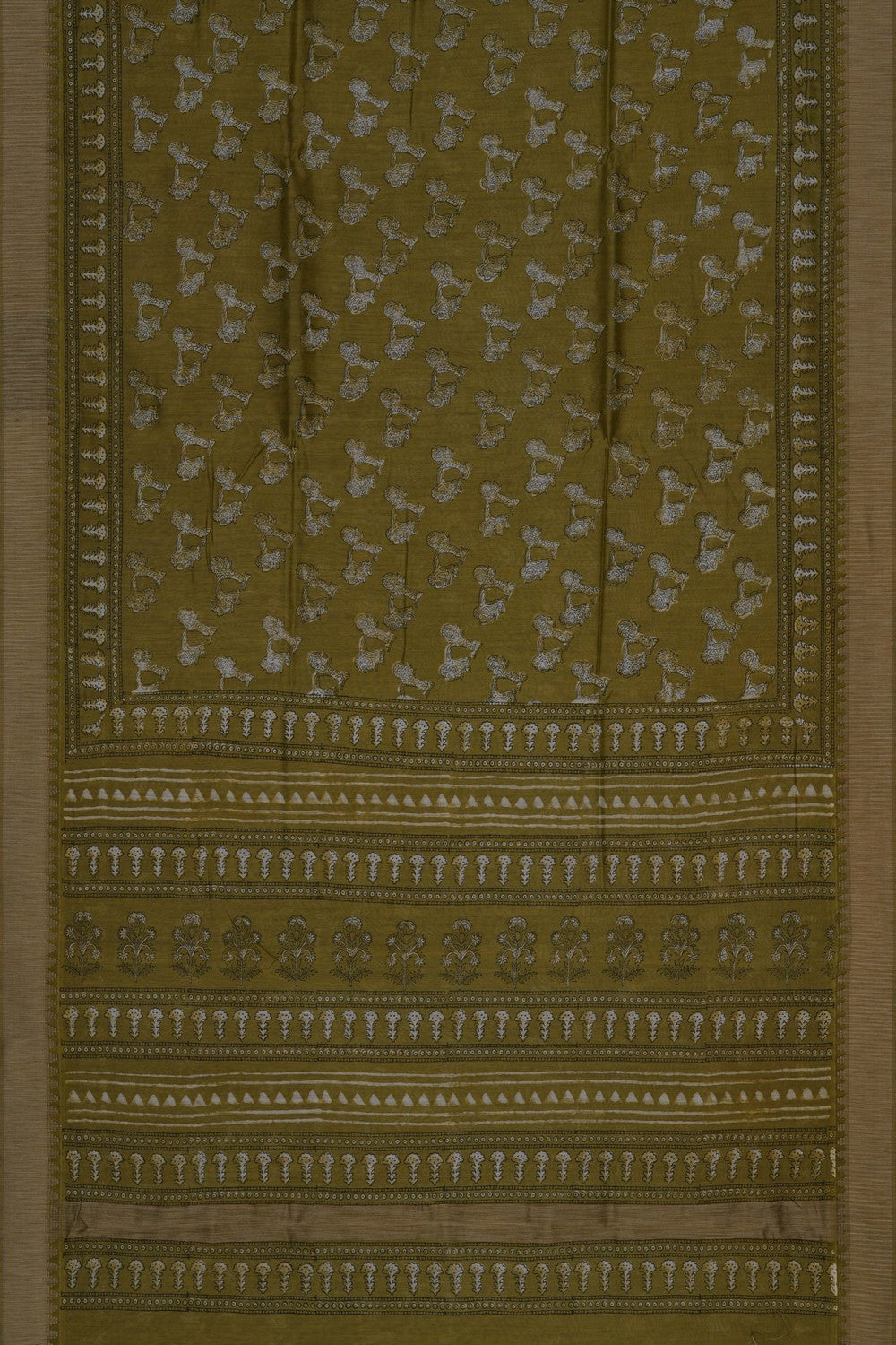Image of Bagru block printed Chanderi Saree