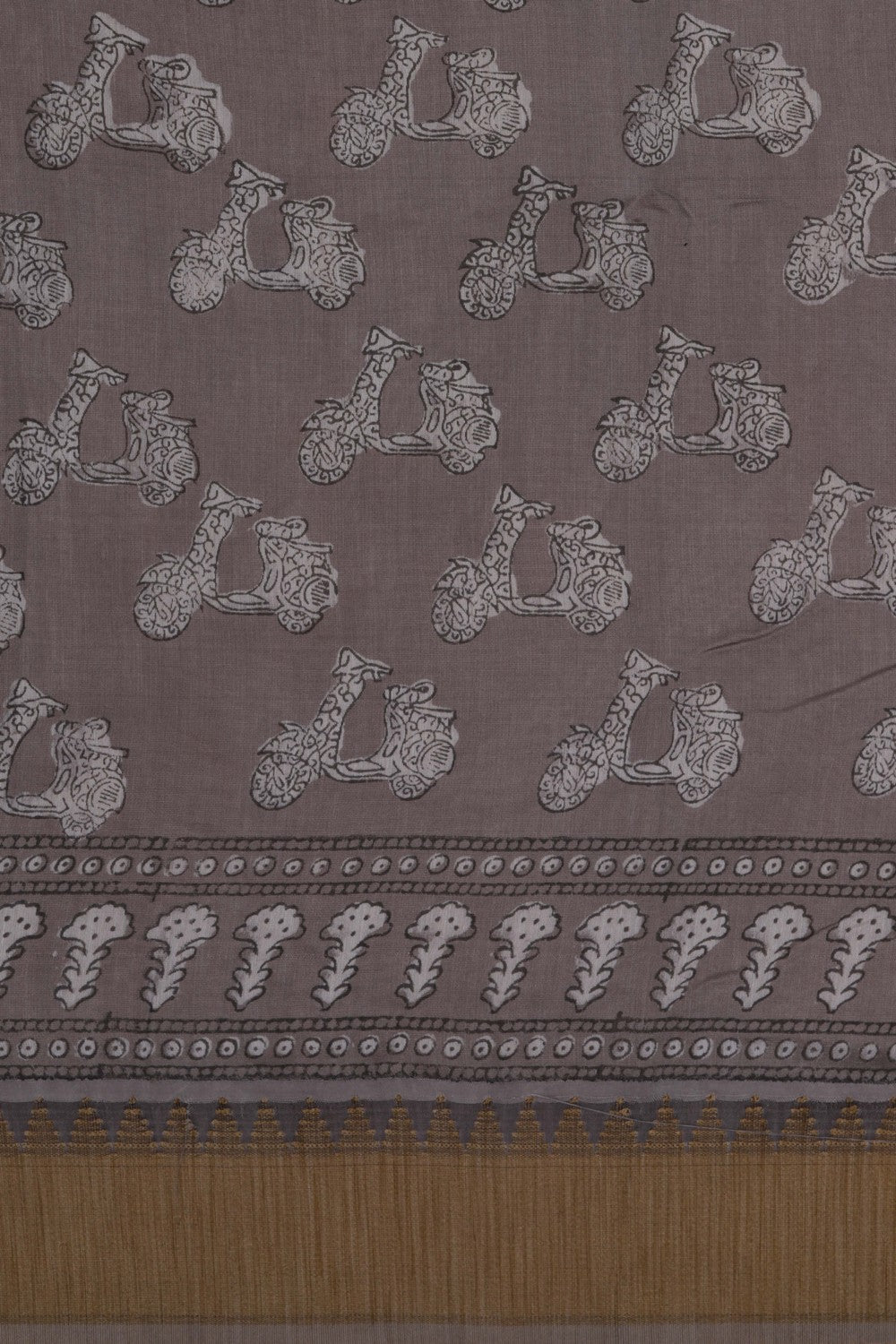 Image of Bagru block printed Chanderi Saree