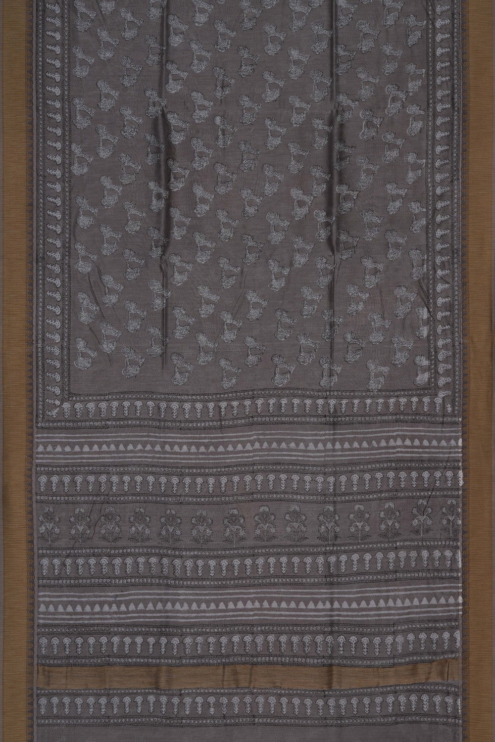 Image of Bagru block printed Chanderi Saree