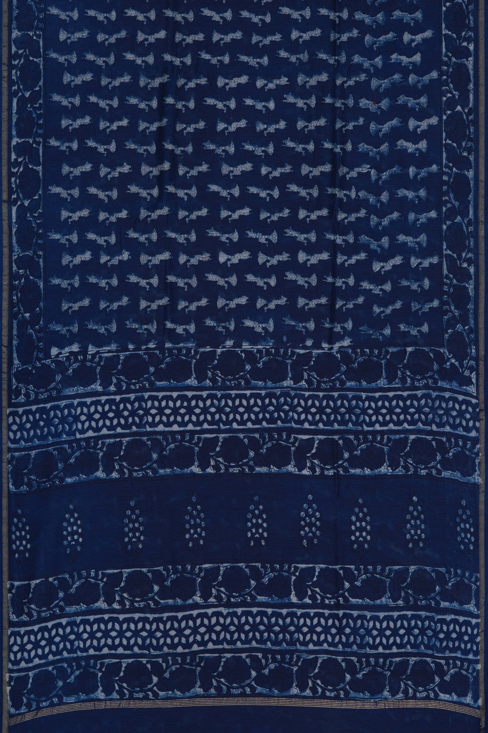 Image of Bagru block printed Chanderi Saree