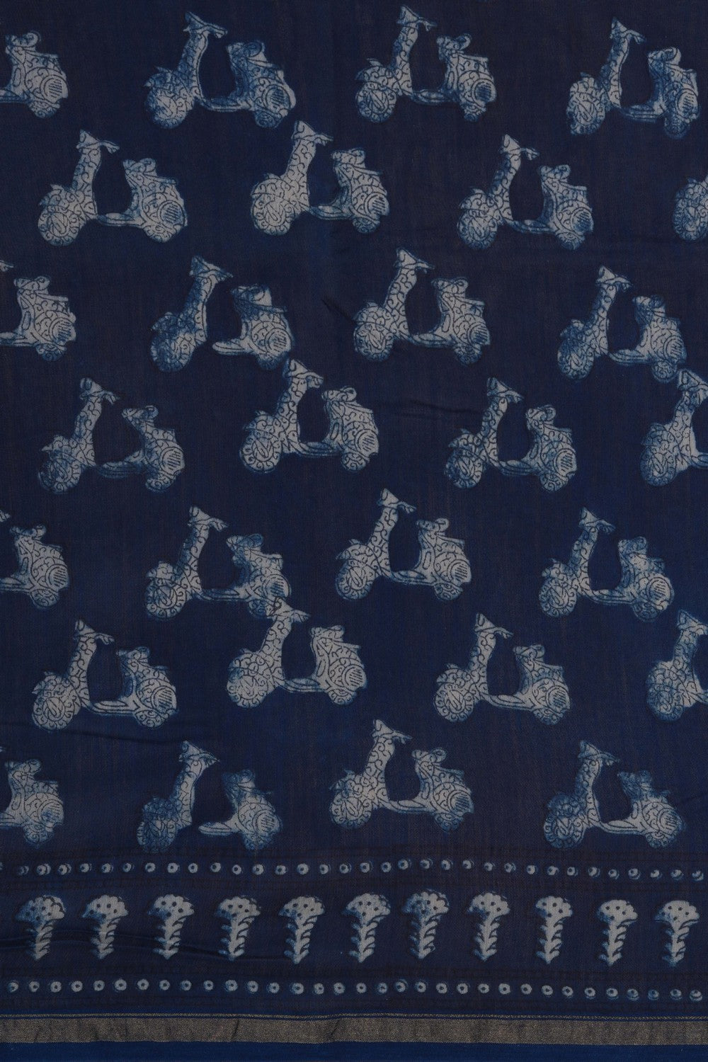 Image of Bagru block printed Chanderi Saree