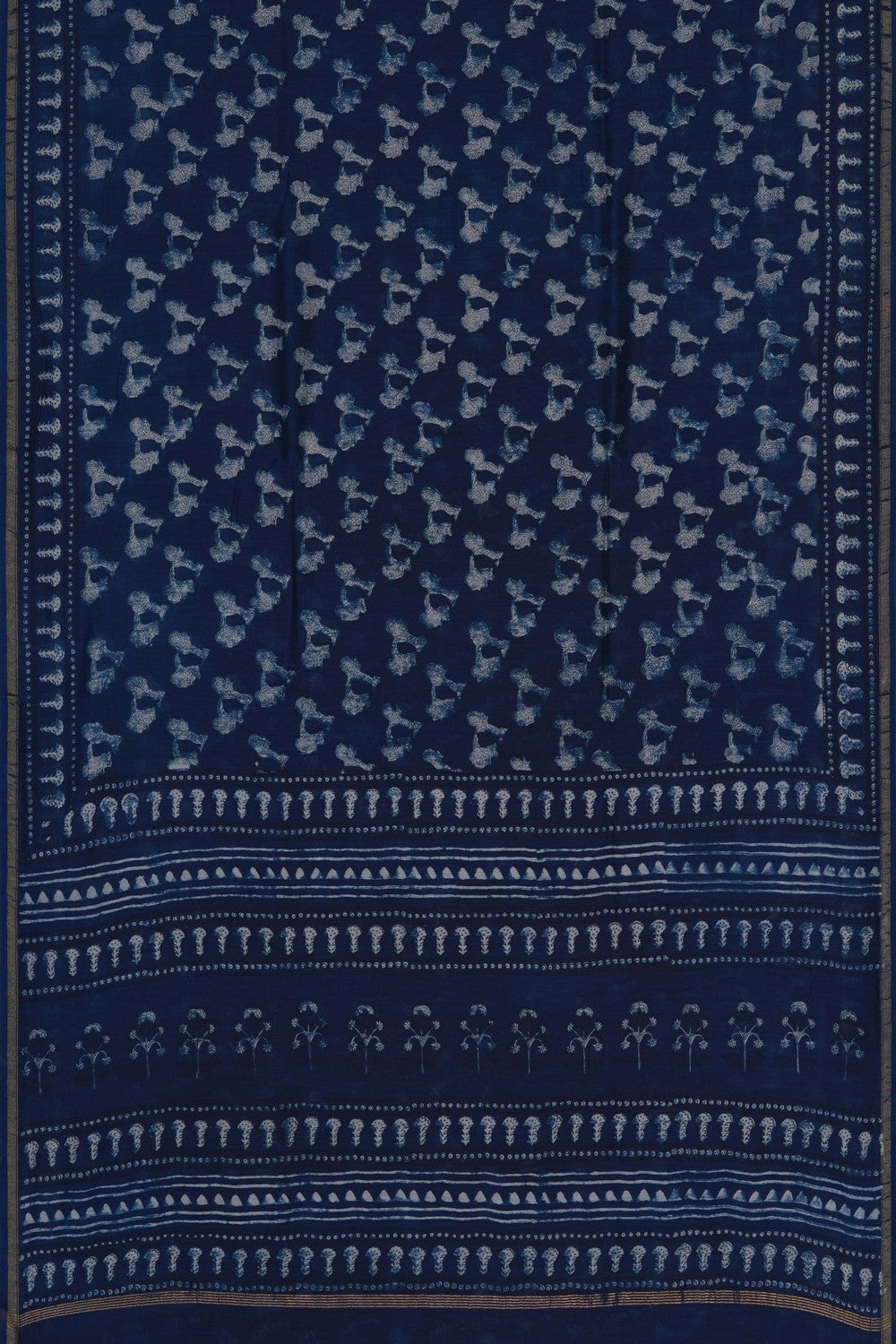 Image of Bagru block printed Chanderi Saree