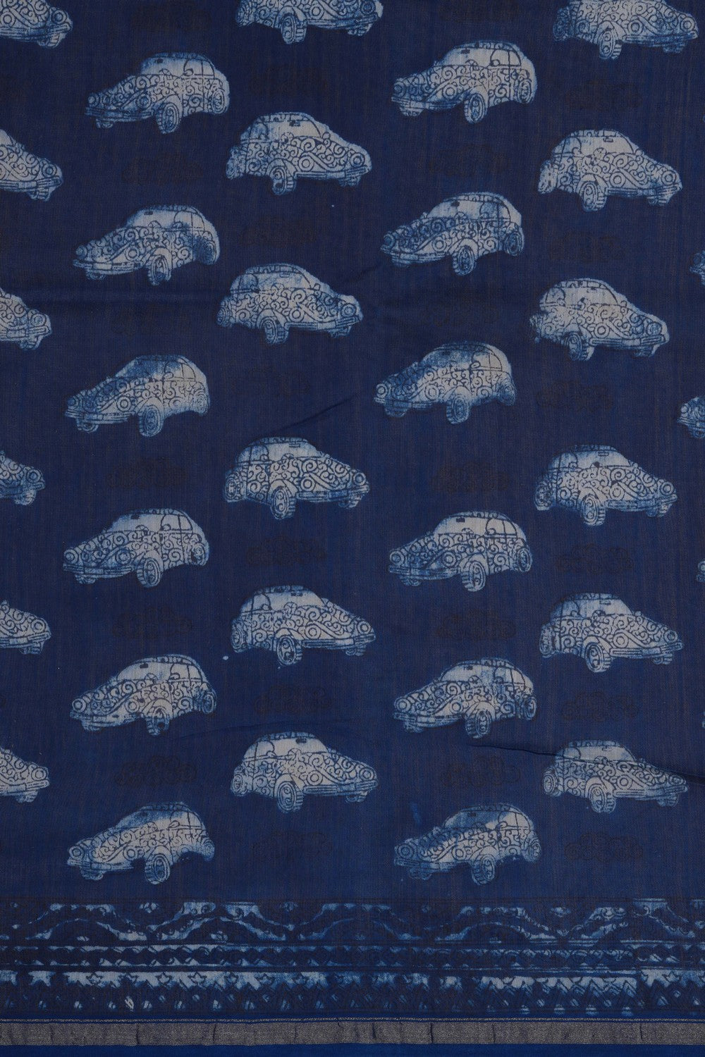 Image of Bagru block printed Chanderi Saree