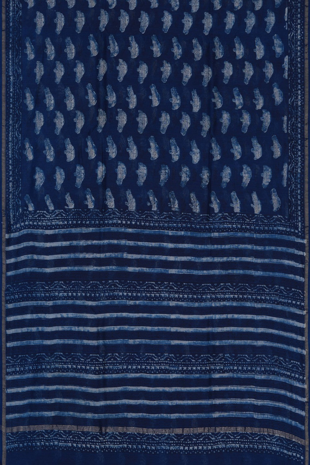 Image of Bagru block printed Chanderi Saree