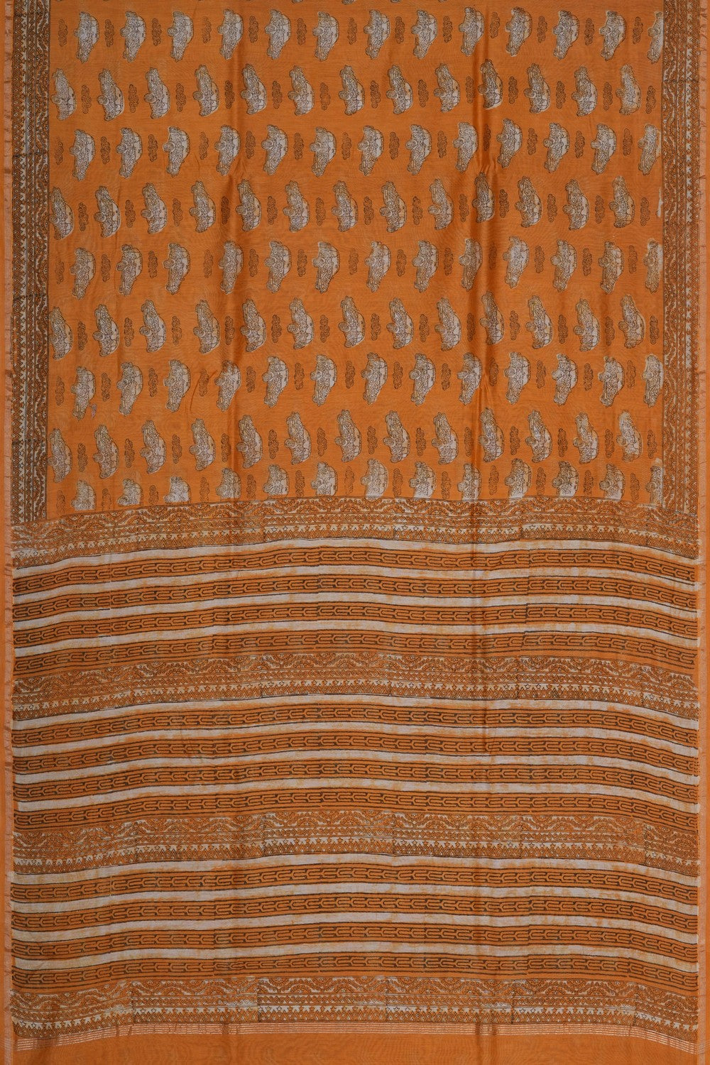 Image of Bagru block printed Chanderi Saree