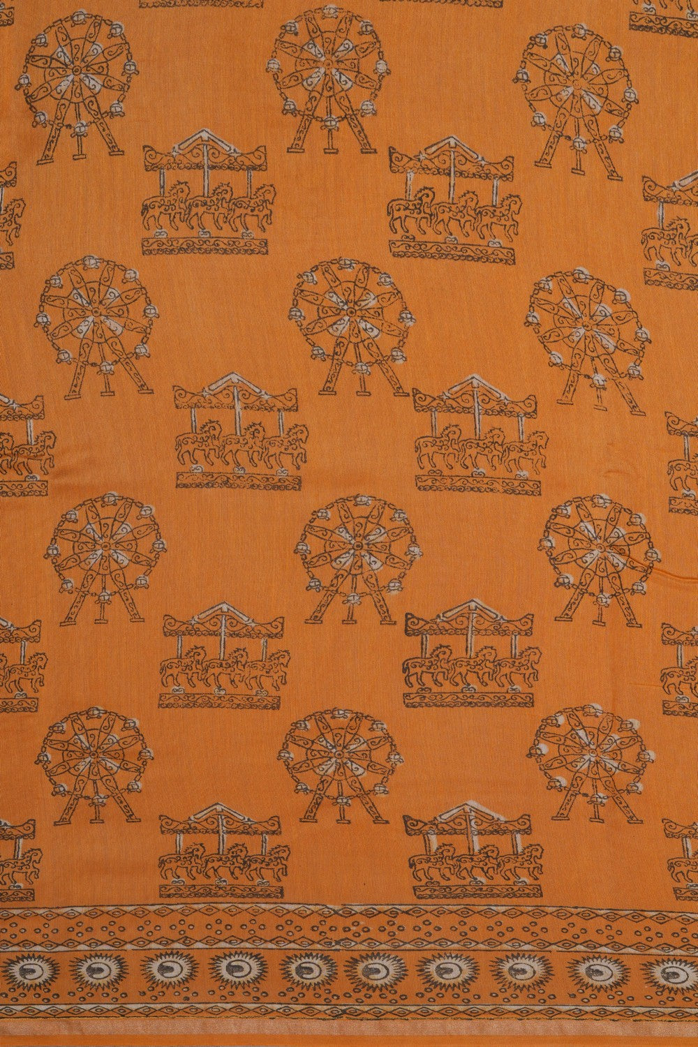 Image of Bagru block printed Chanderi Saree
