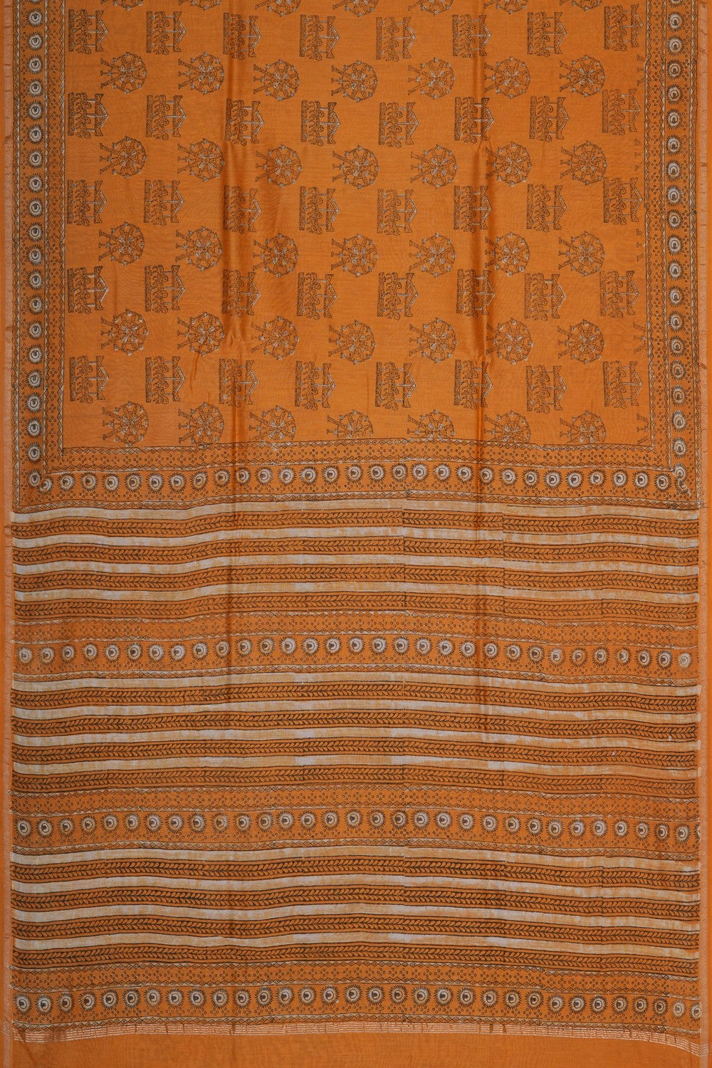 Image of Bagru block printed Chanderi Saree