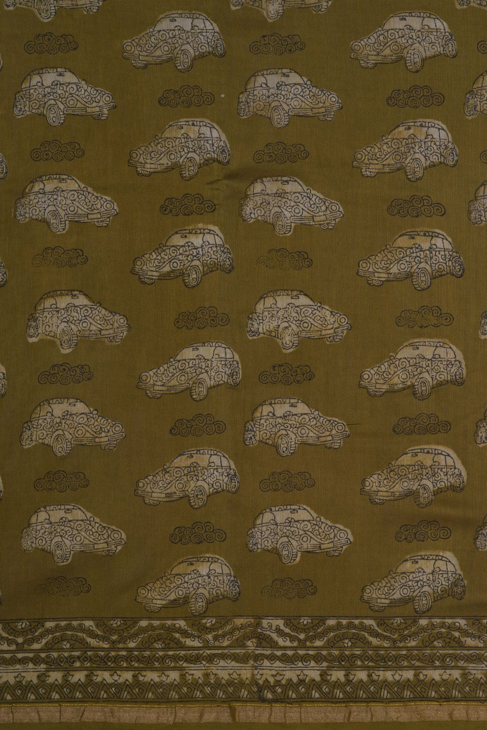 Image of Bagru block printed Chanderi Saree