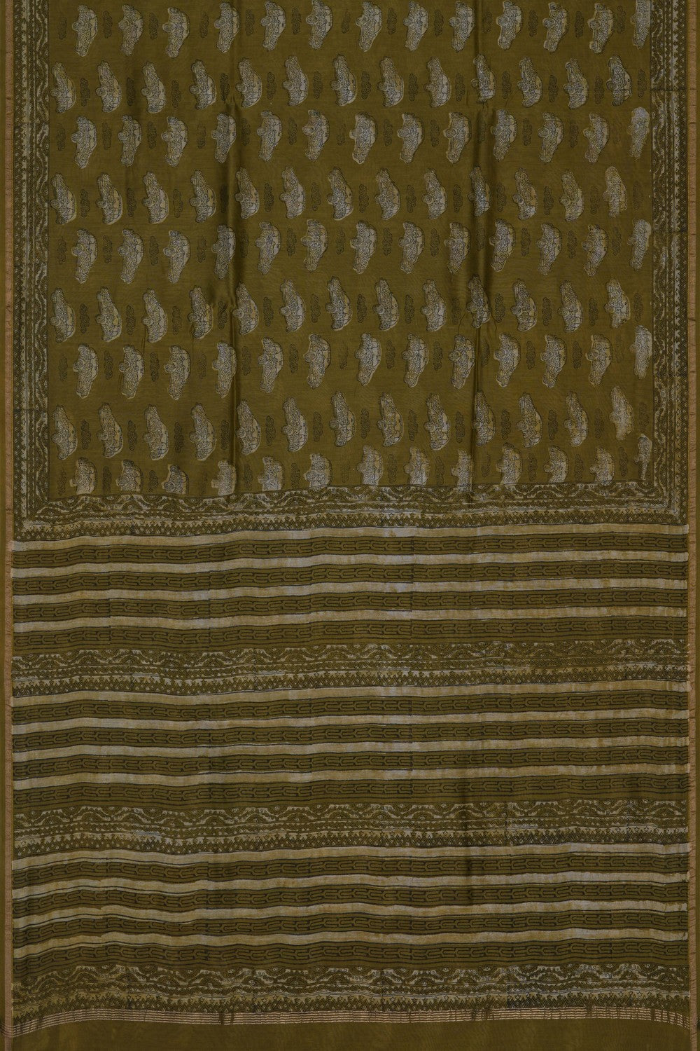Image of Bagru block printed Chanderi Saree
