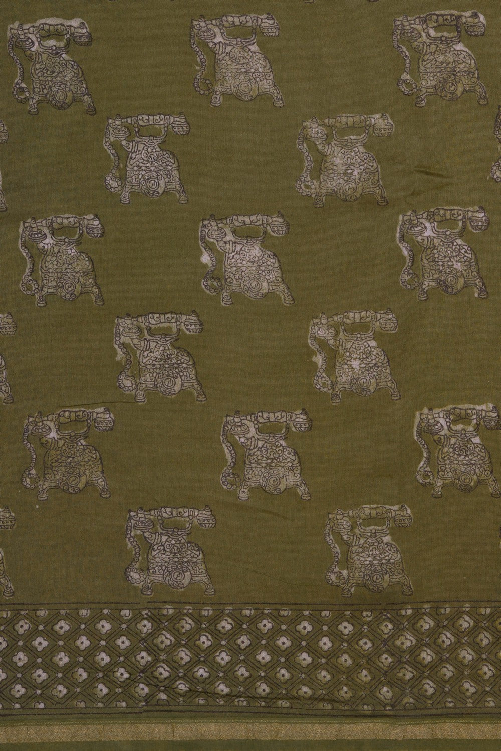 Image of Bagru block printed Chanderi Saree