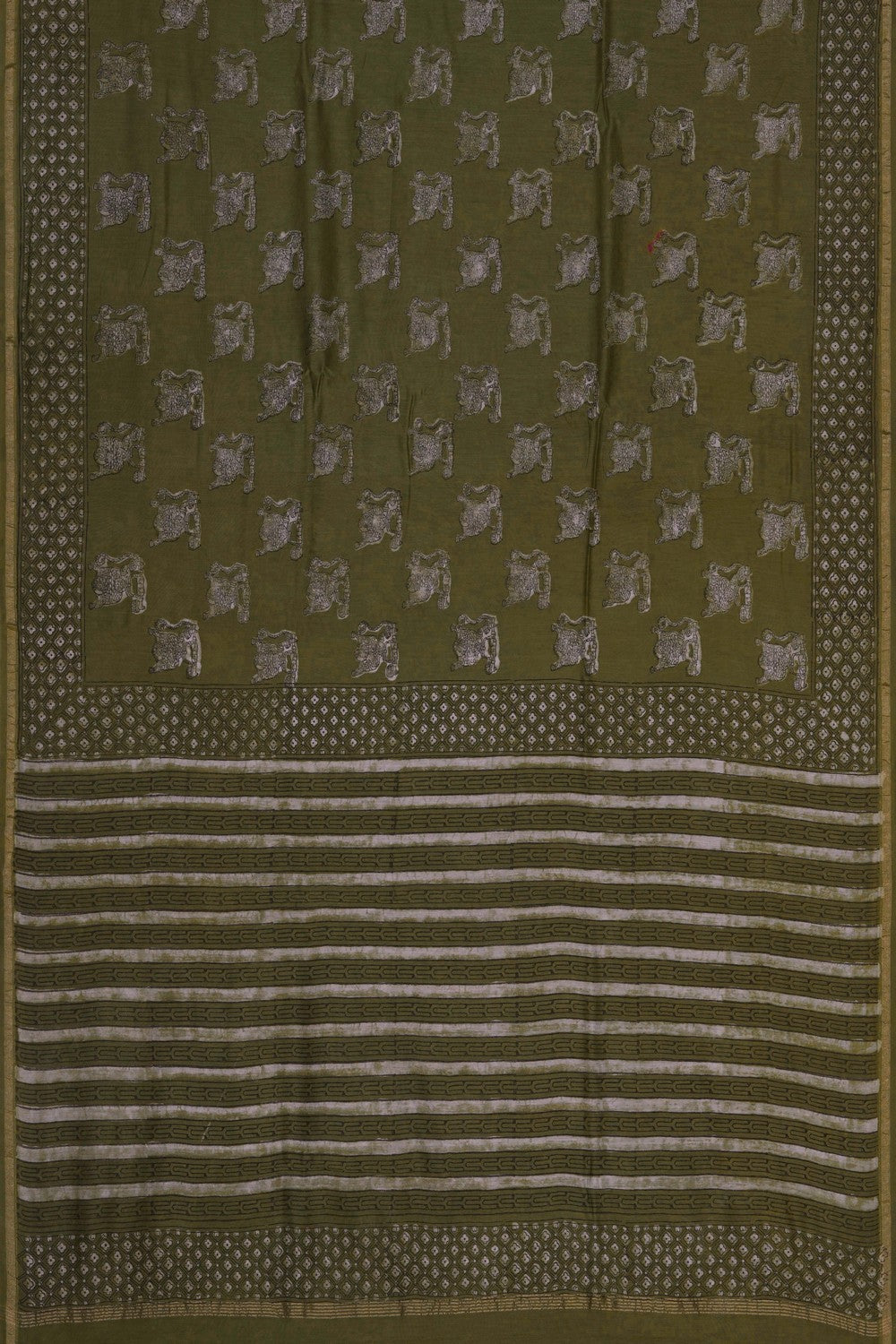 Image of Bagru block printed Chanderi Saree