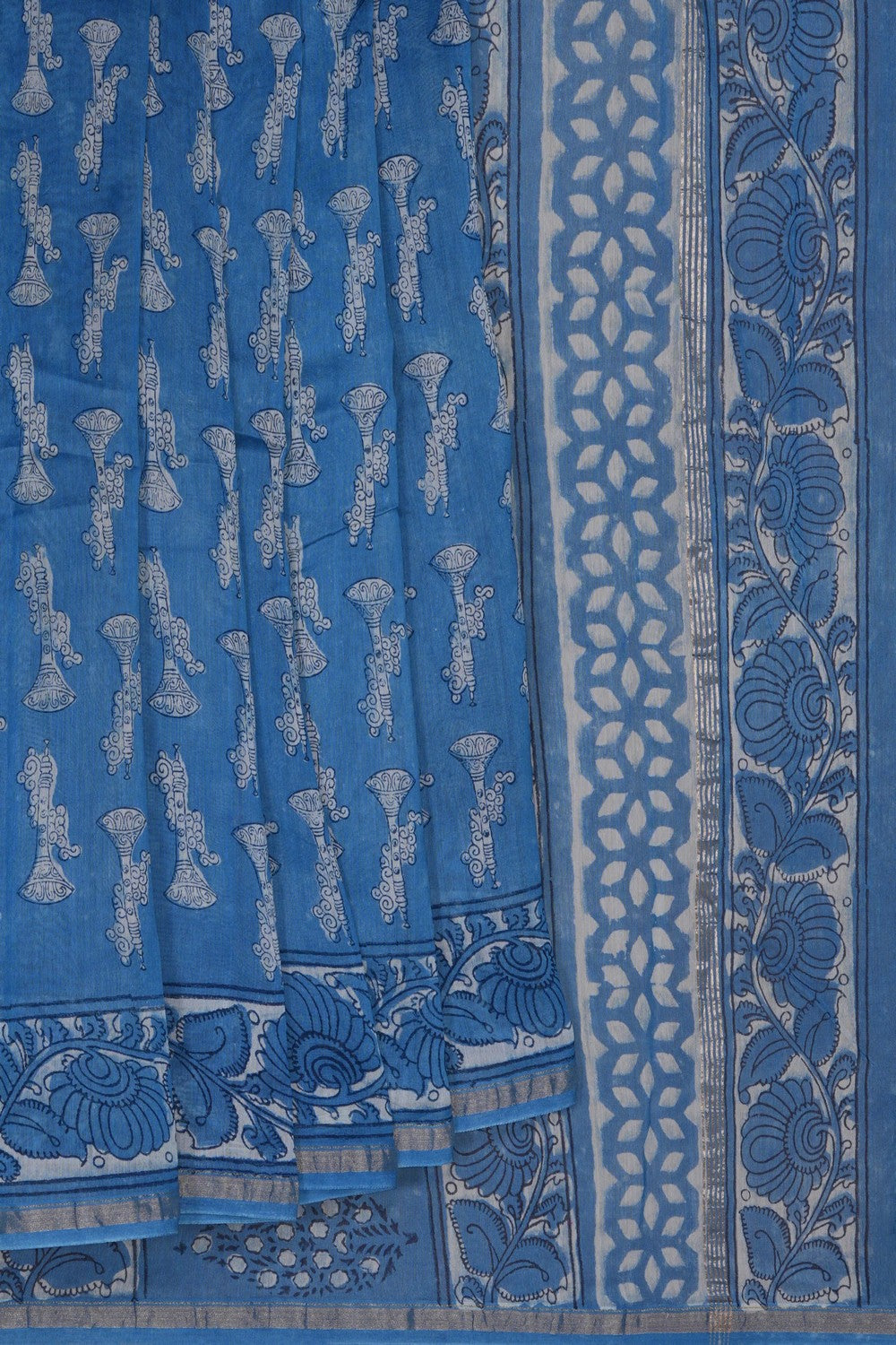 Image of Bagru block printed Chanderi Saree