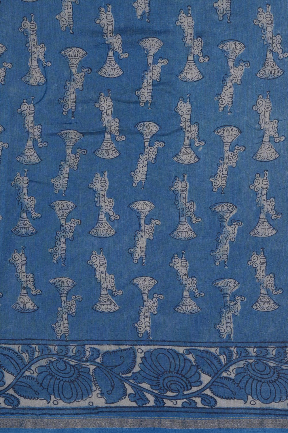 Image of Bagru block printed Chanderi Saree