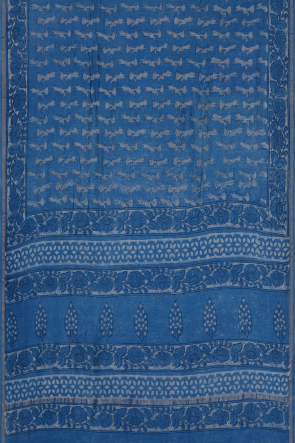 Image of Bagru block printed Chanderi Saree