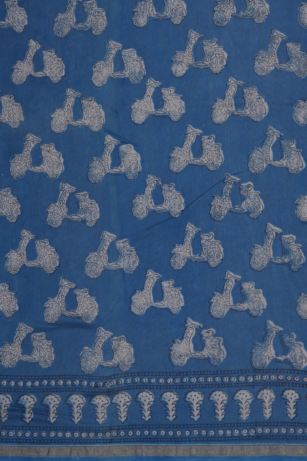 Image of Bagru block printed Chanderi Saree
