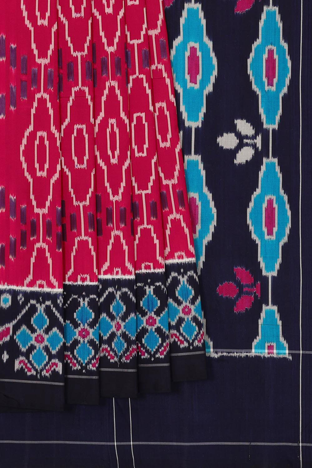 Image of Ikat Silk Magenta Saree