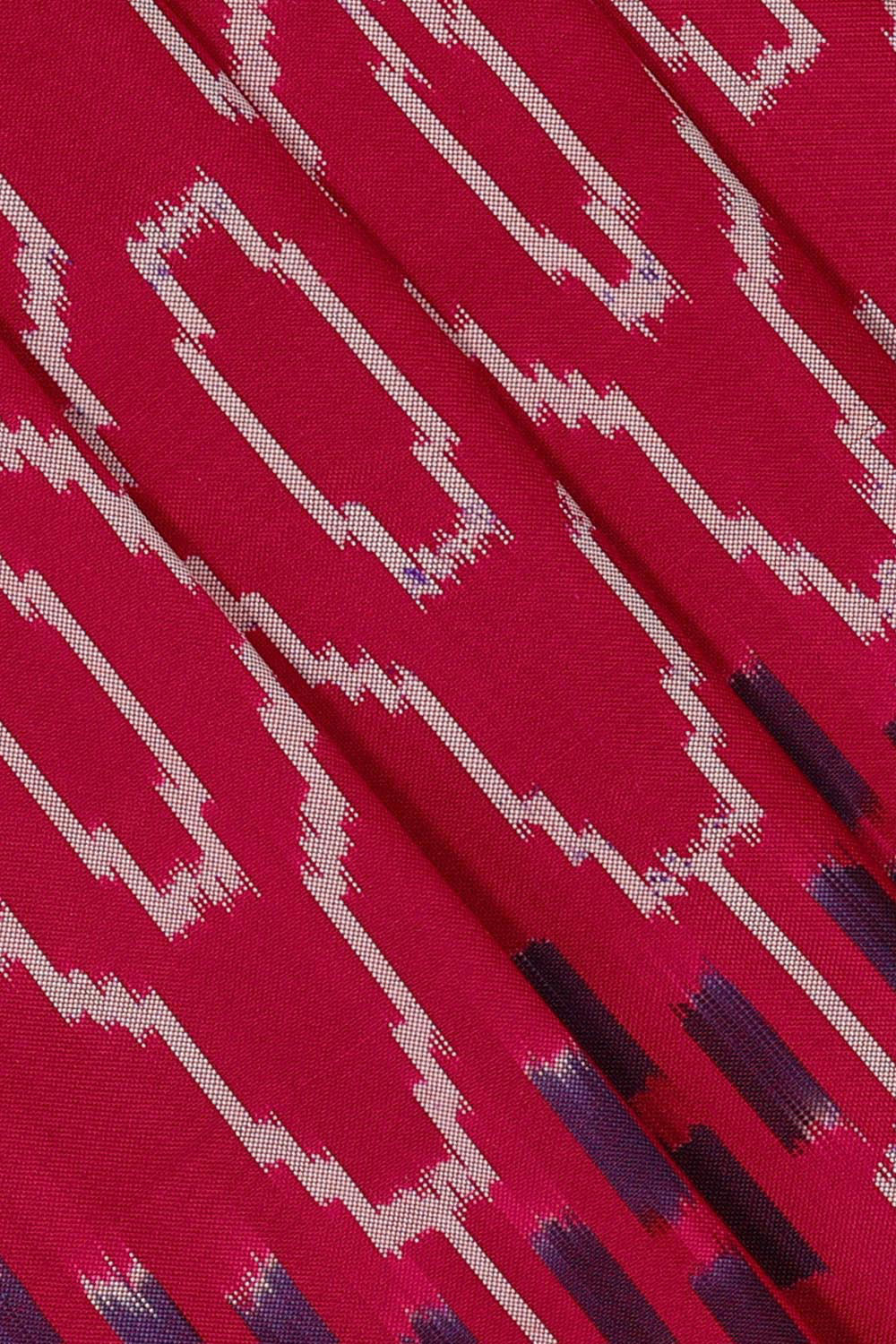 Image of Ikat Silk Magenta Saree