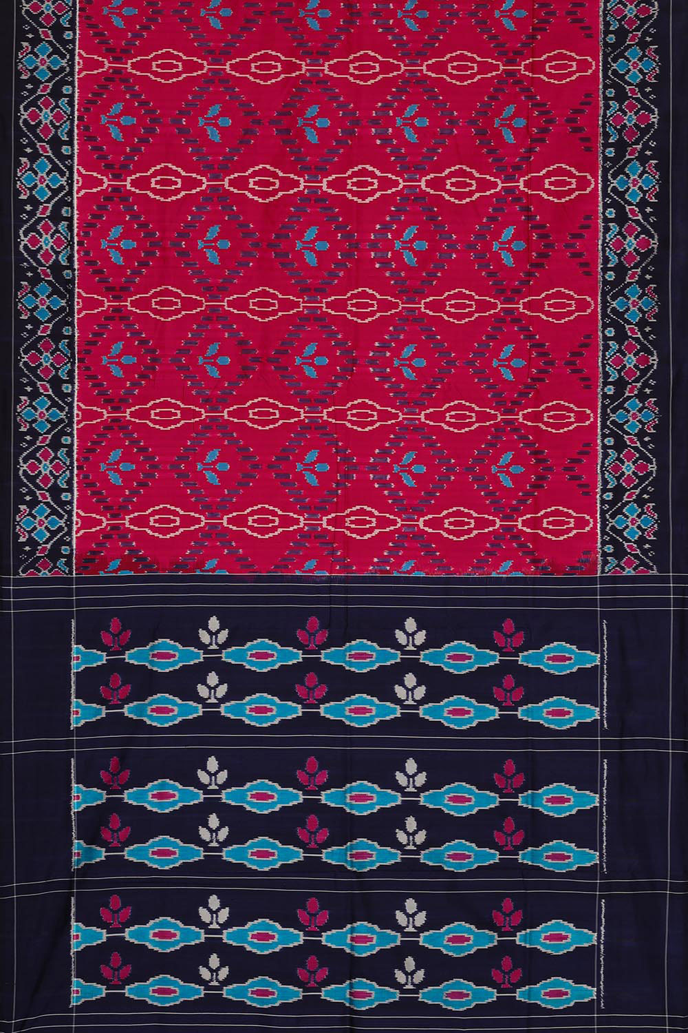 Image of Ikat Silk Magenta Saree