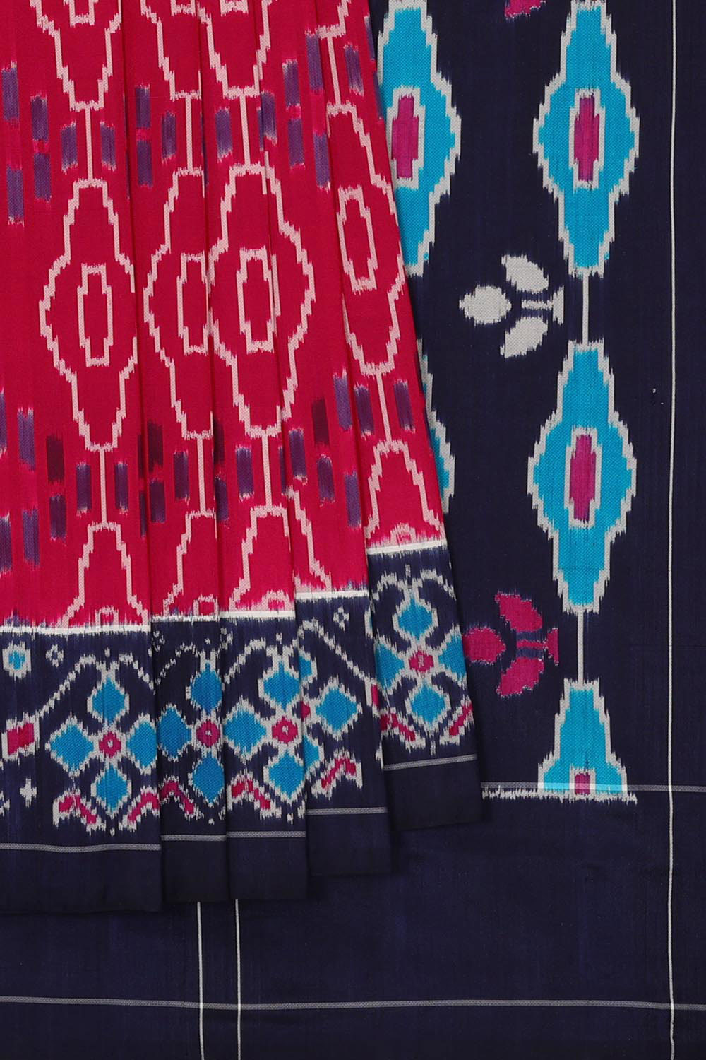 Image of Ikat Silk Magenta Saree