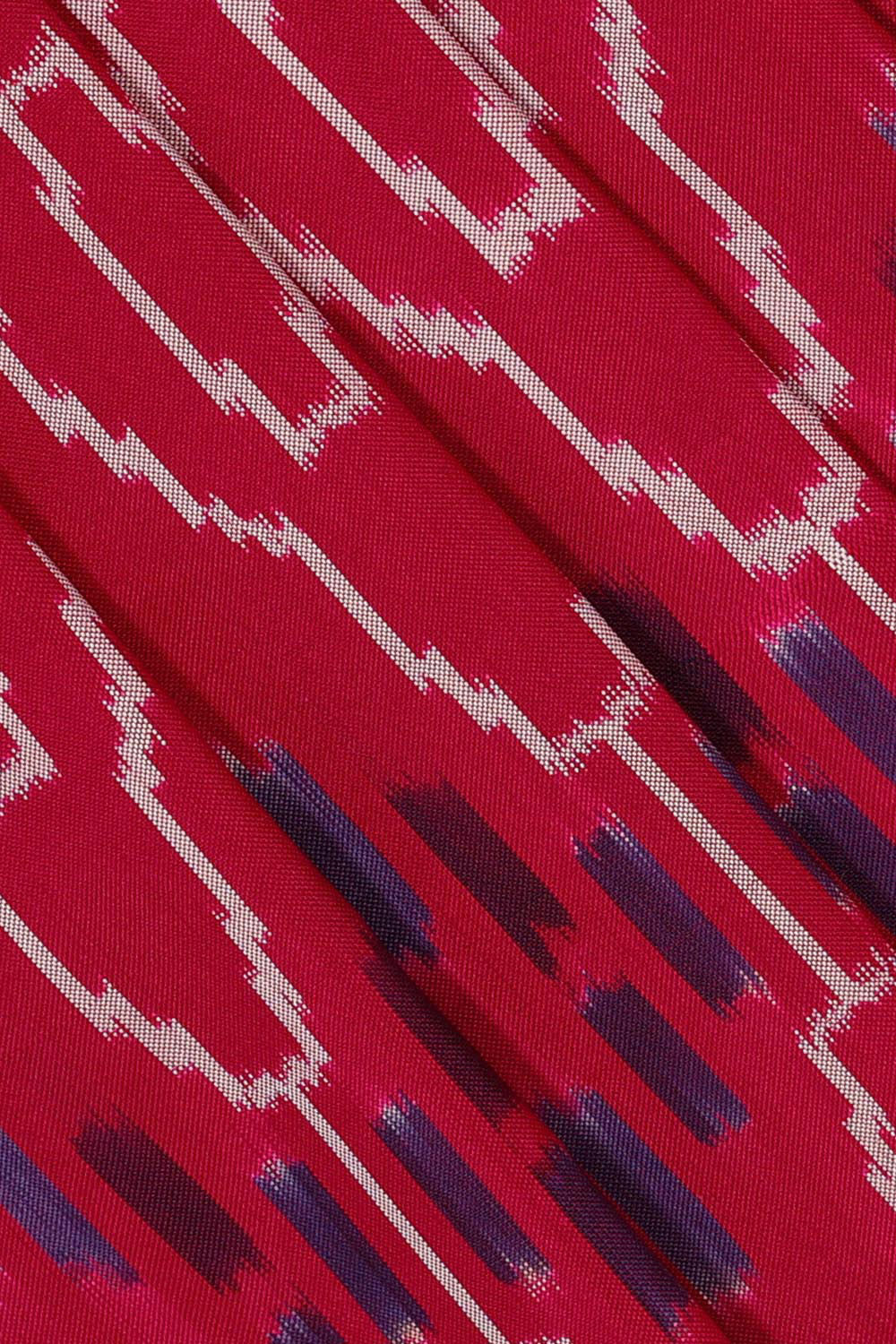 Image of Ikat Silk Magenta Saree