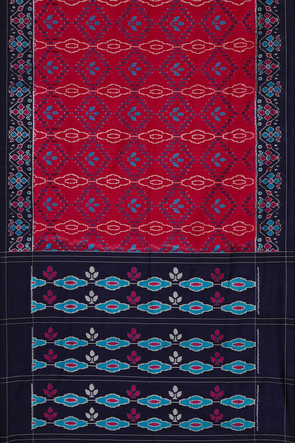 Image of Ikat Silk Magenta Saree