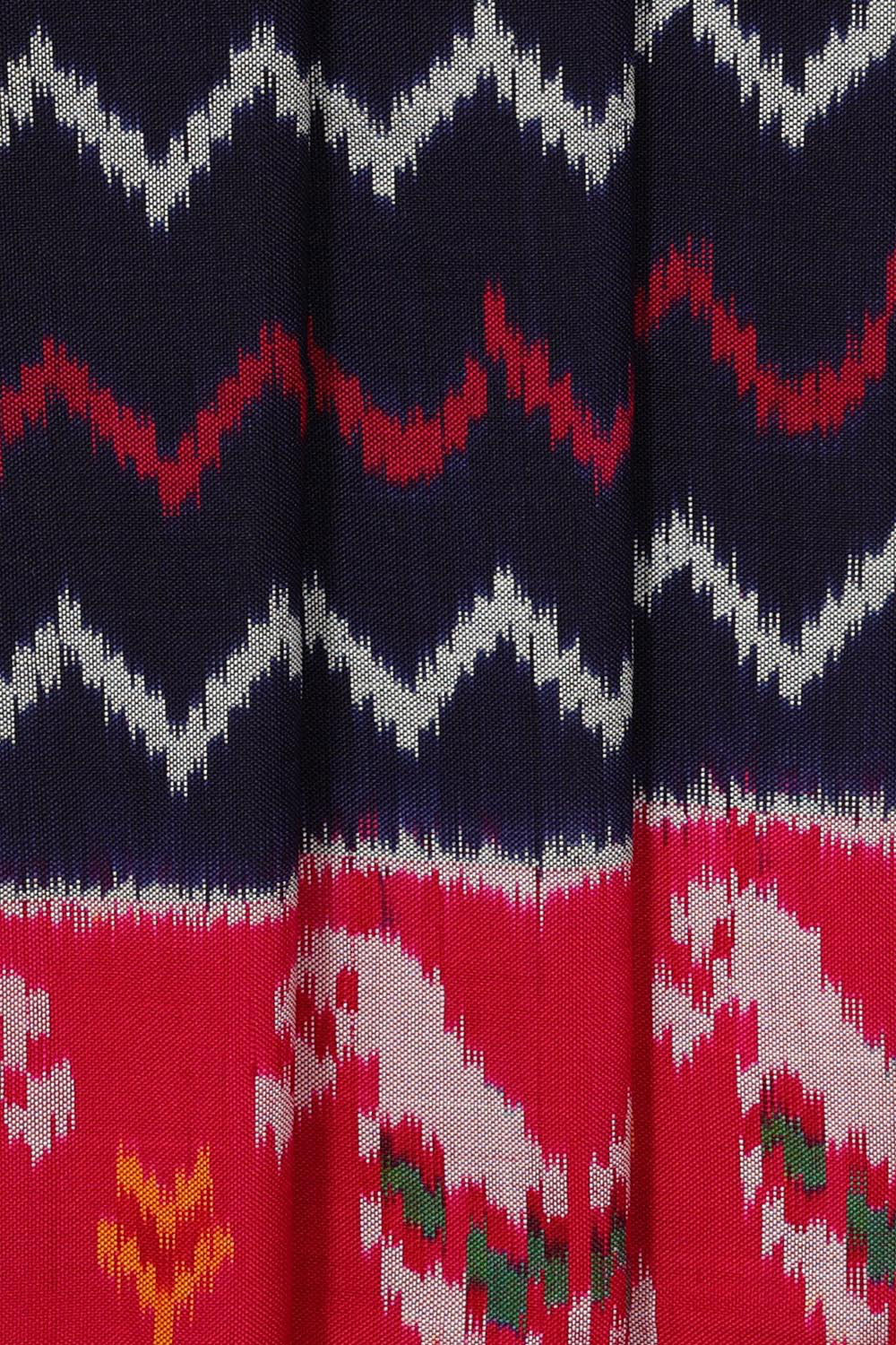 Image of Ikat Silk Navy Blue Saree