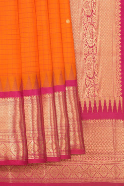 Image of Kanchipattu Kattam Orange Saree