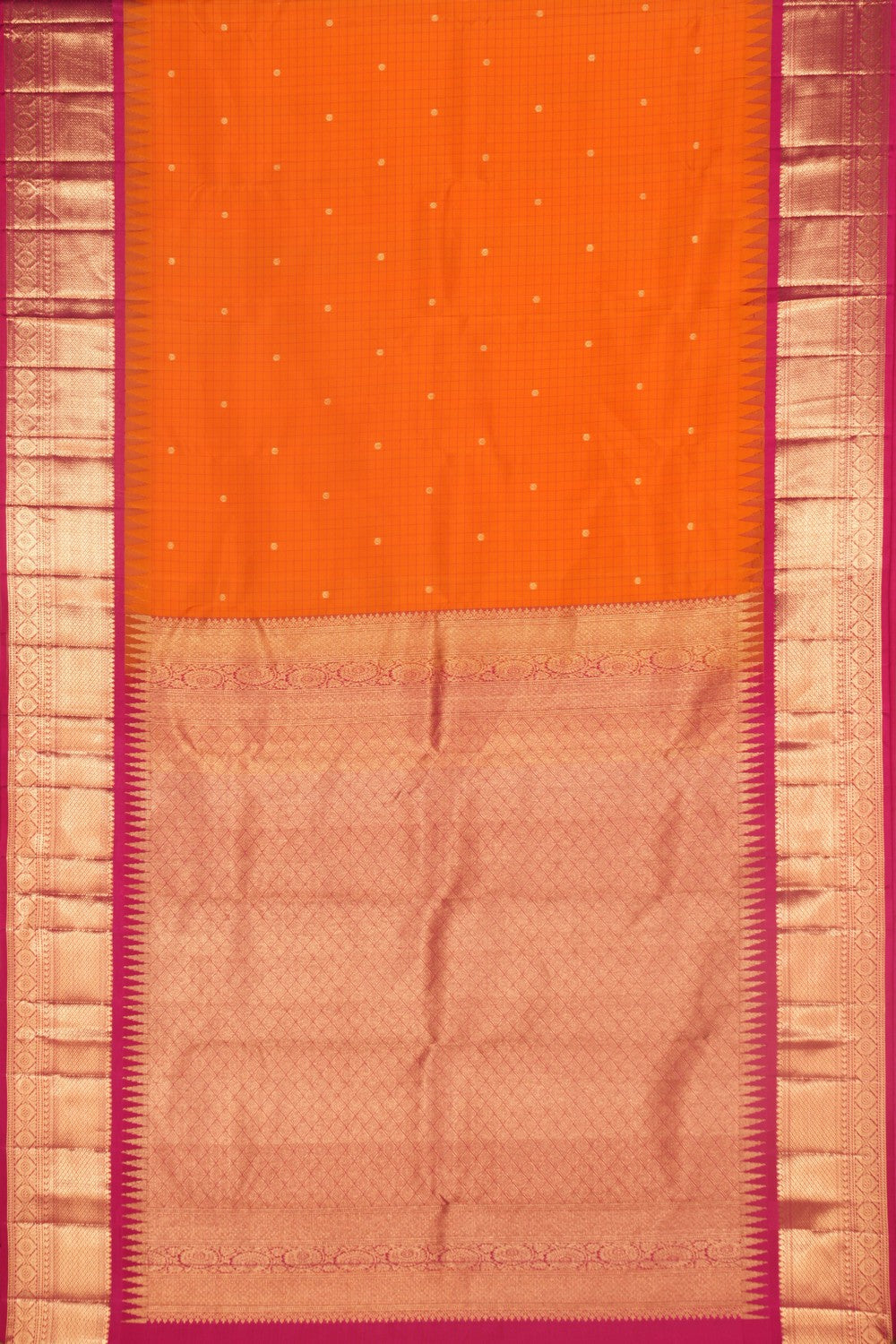 Kanchipattu Kattam Orange Saree