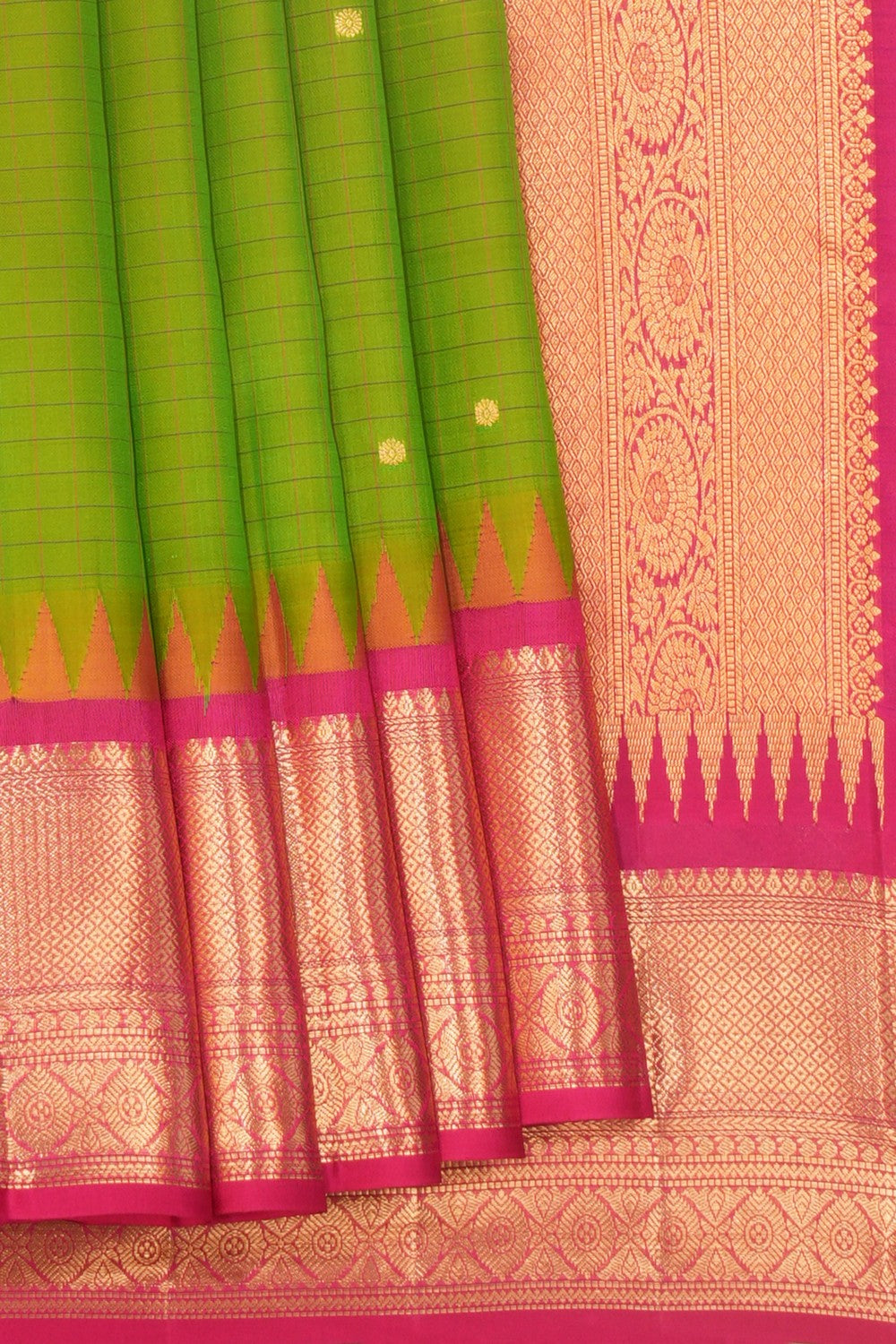 Kanchipattu Kattam Green Saree