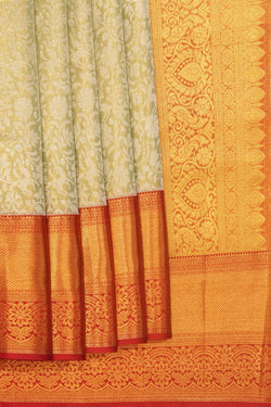 Image of Kanchipattu Brocade Mint-Green Saree