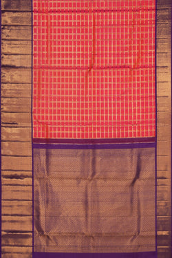 Image of Kanchipattu Kattam Fuchsia-Pink Saree