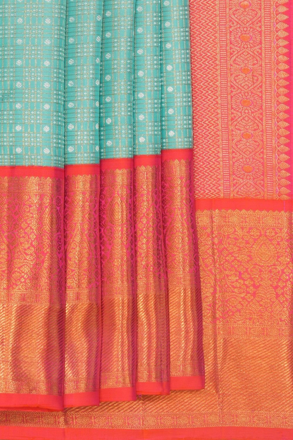 Kanchipattu Kattam Sea Blue Saree