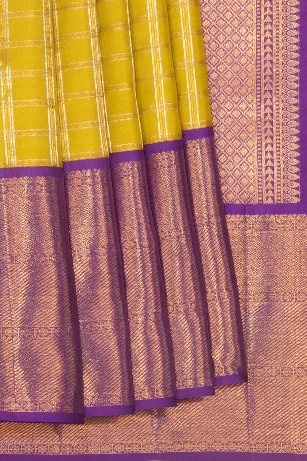 Kanchipattu Kattam Spring Green Saree