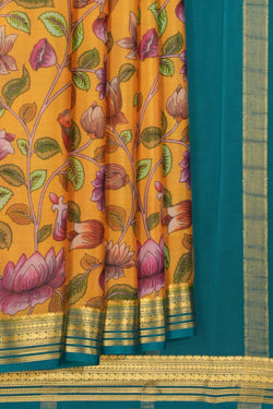 Image of Mysore Crepe Silk Floral Print Saree