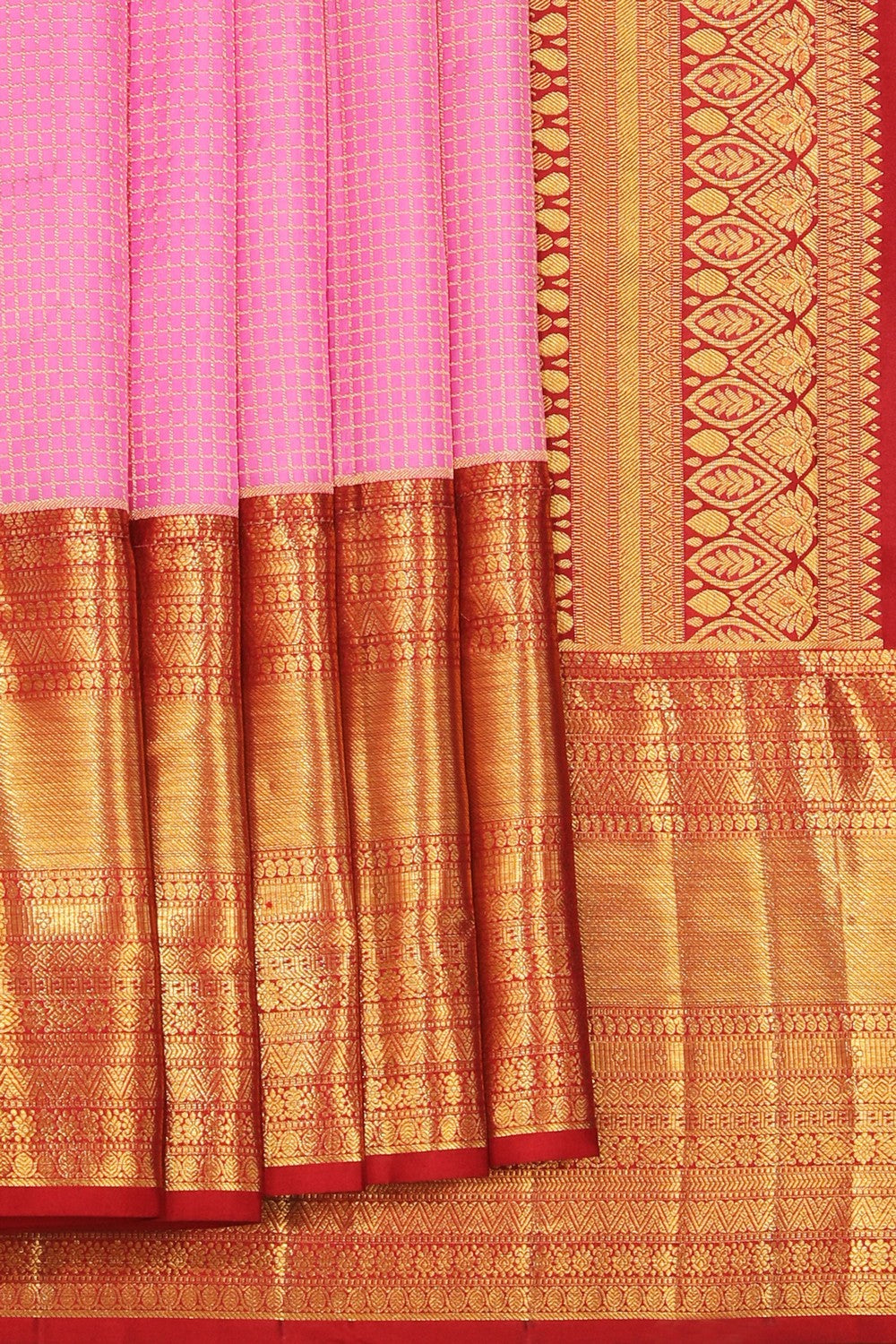 Kanchipattu Kattam Pink Saree