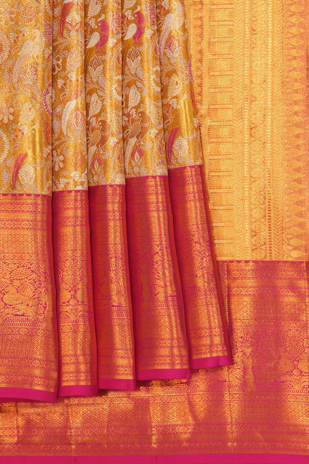 Kanchipattu Tissue Brocade Gold Saree