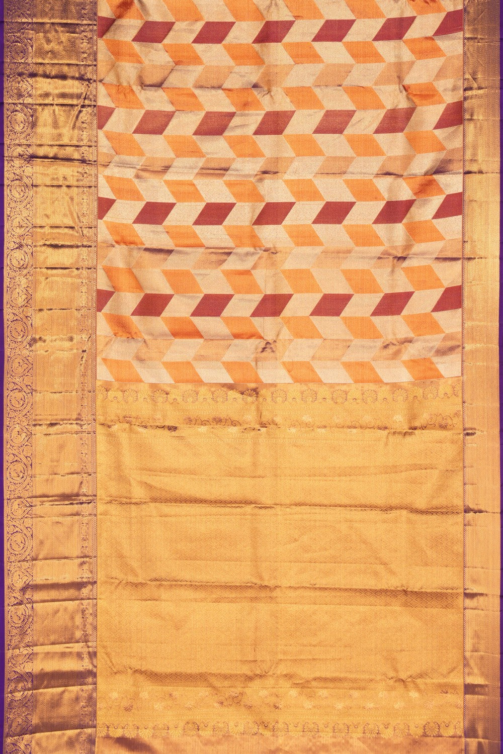 Kanchipattu Geometric Pattern Saree