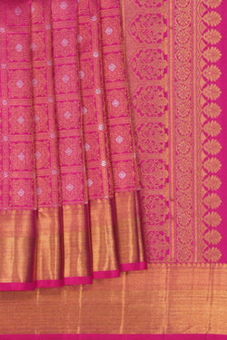 Image of Kanchipuram Brocade Pink Saree