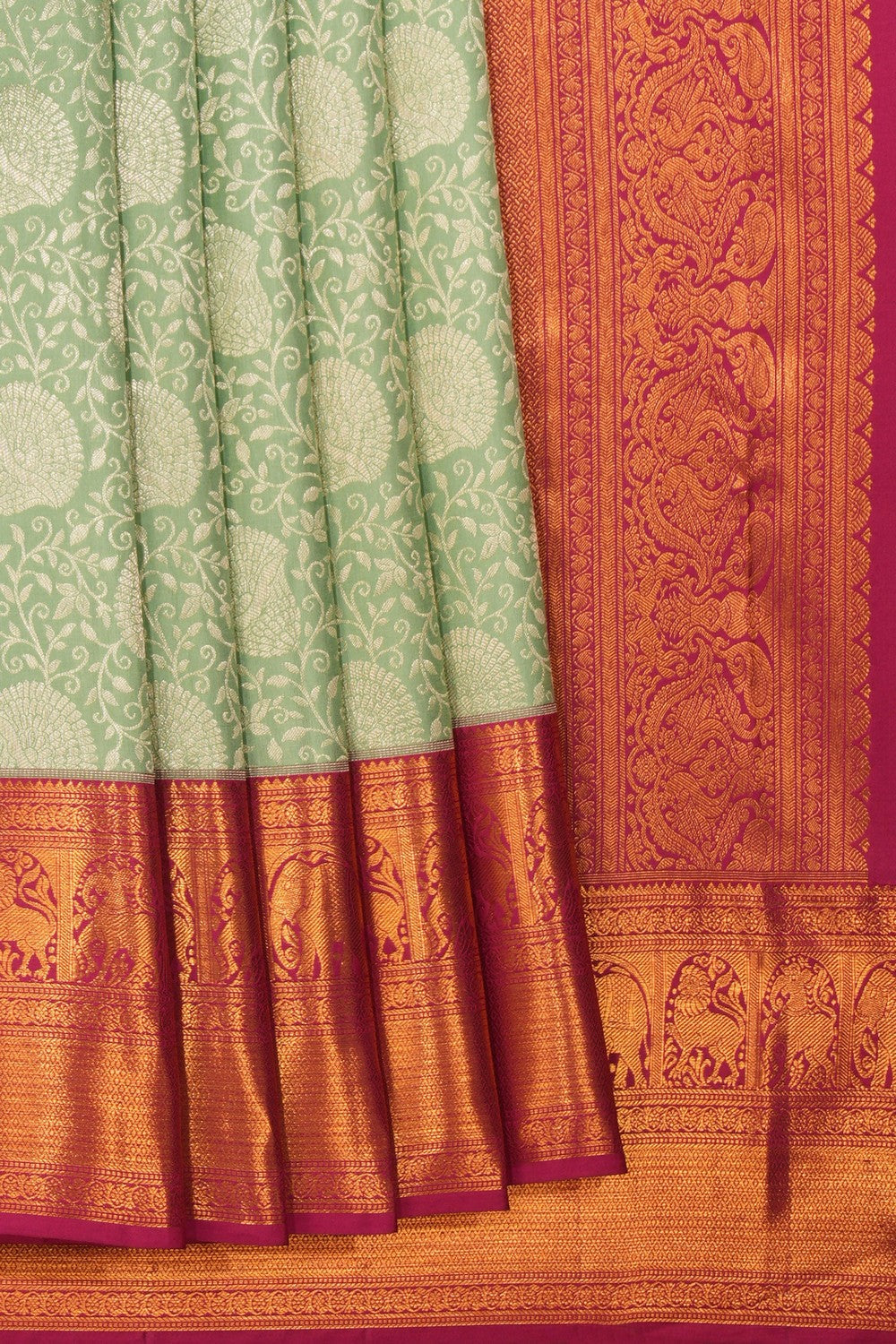 Kanchipattu Brocade Sage Green Saree