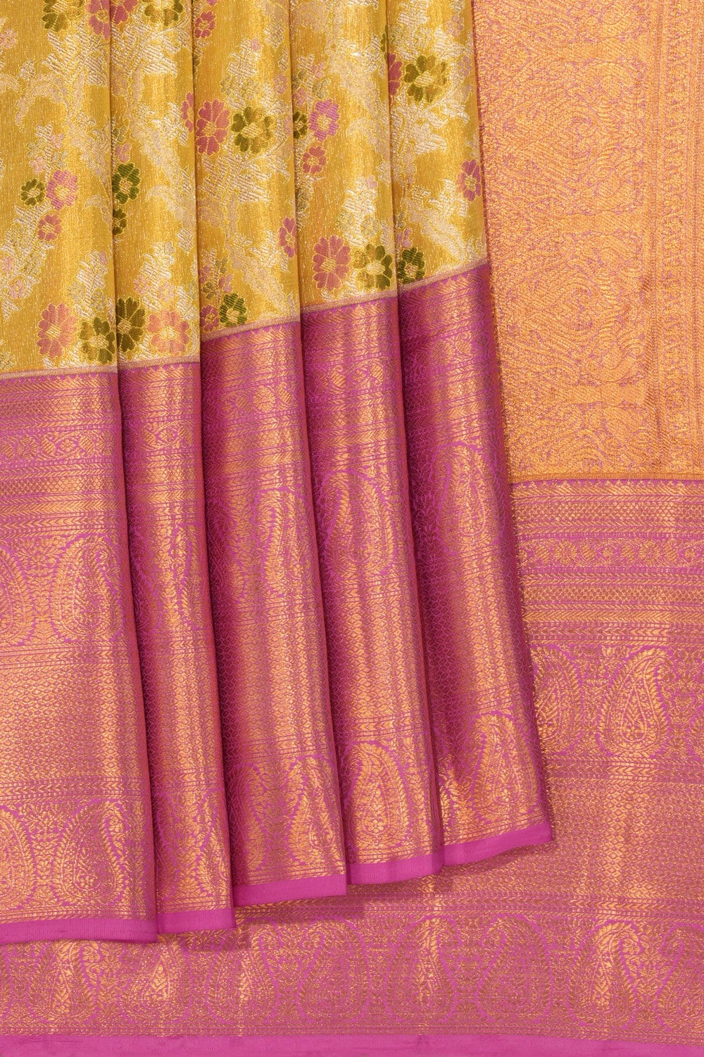 Kanchipattu Tissue Brocade Gold Saree