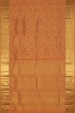 Image of Kanchipuram Silk Brocade Peach Saree