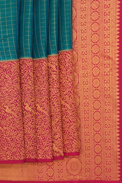 Image of Kanchipattu Kattam Teal Green Saree