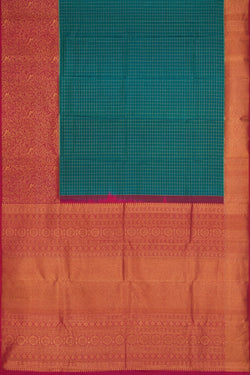 Image of Kanchipattu Kattam Teal Green Saree