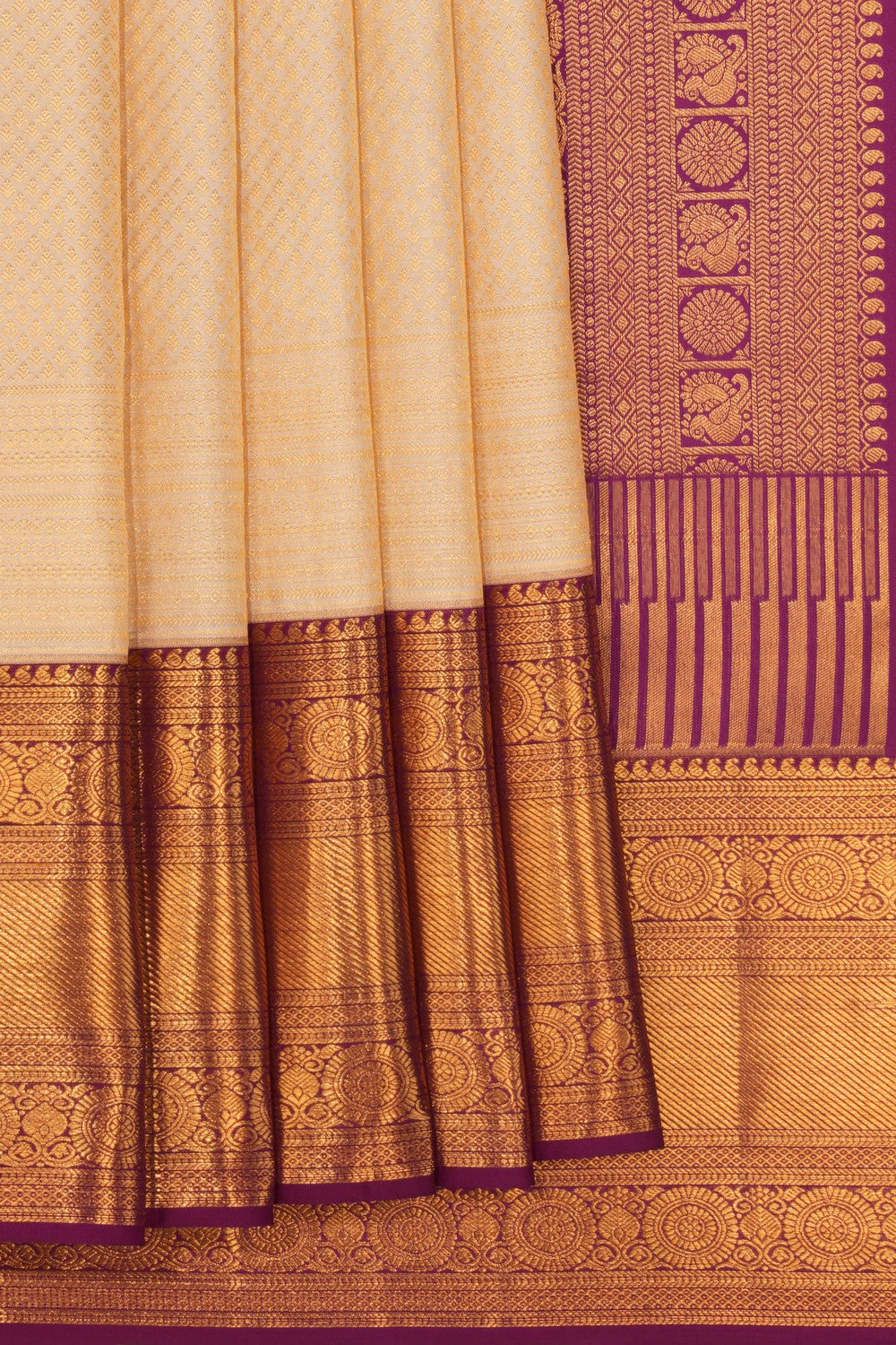 Kanchipattu Brocade Cream Saree