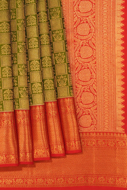 Image of Kanchipattu Brocade Moss Green Saree