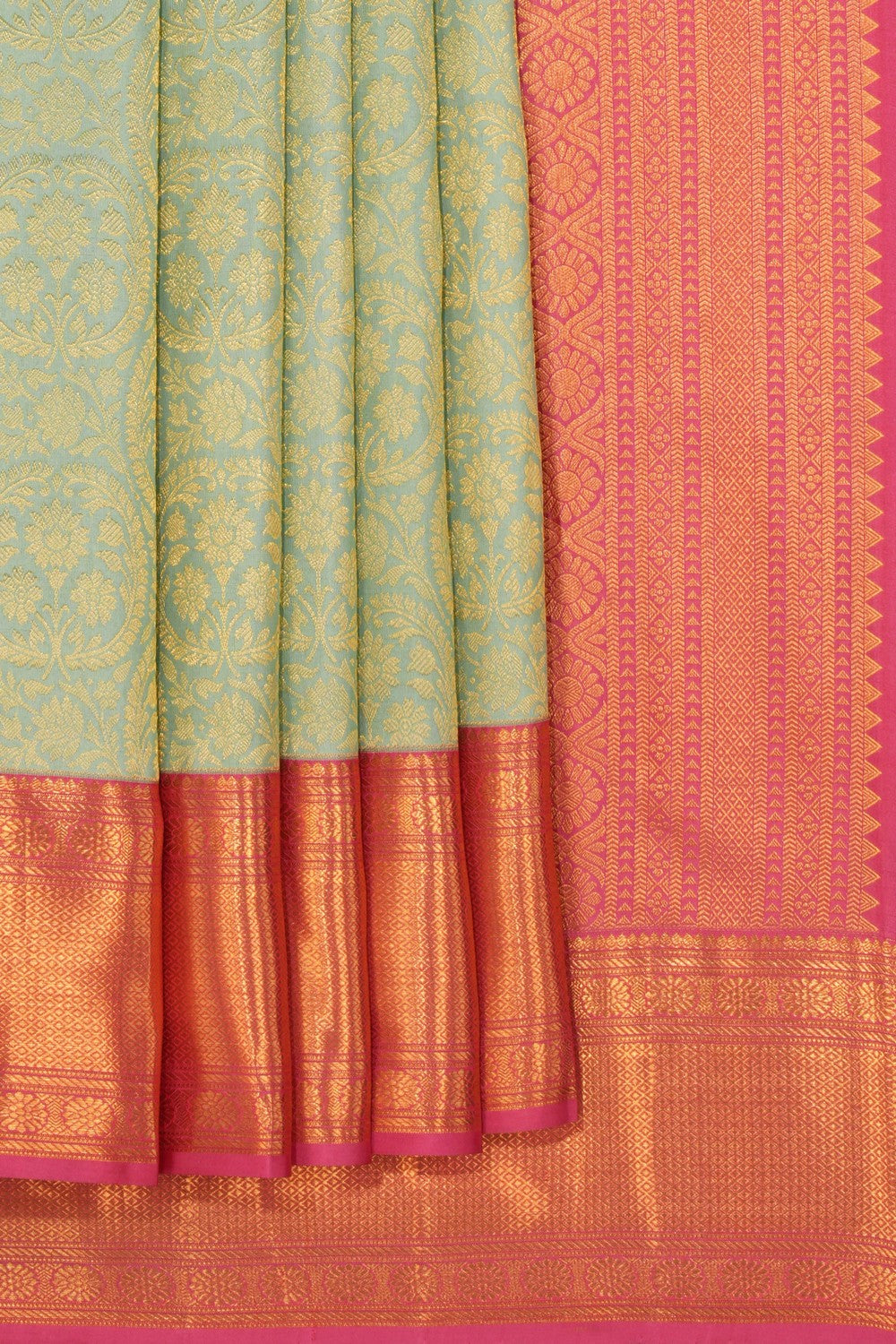 Kanchipattu Brocade Aqua Green Saree