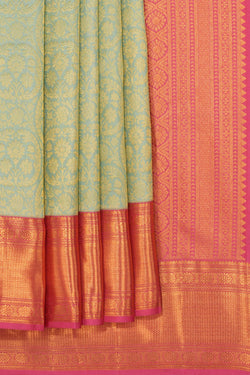 Image of Kanchipattu Brocade Aqua Green Saree