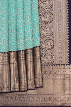 Image of Kanchipattu Brocade Turquoise Green Saree