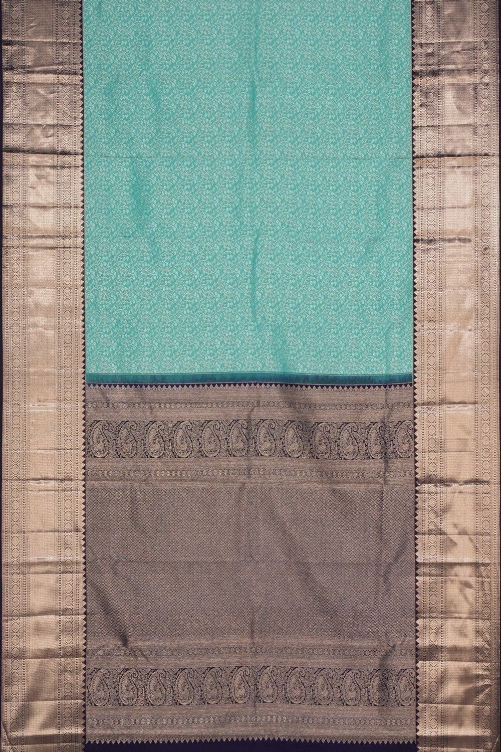 Kanchipattu Brocade Turquoise Green Saree