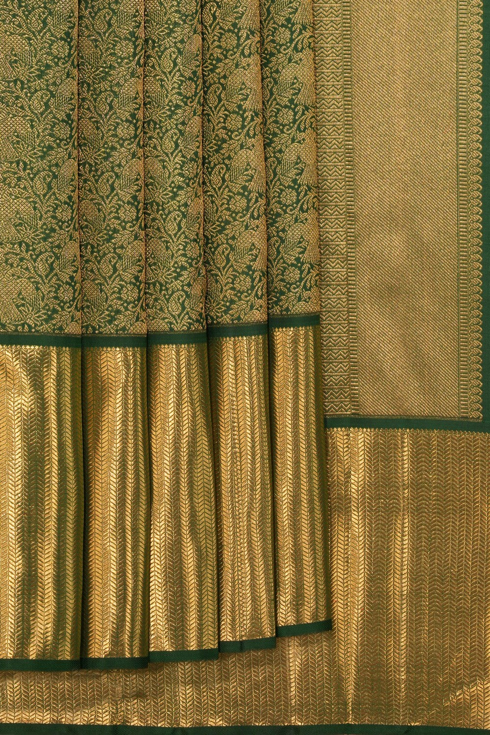 Kanchipuram Silk Brocade Green Saree